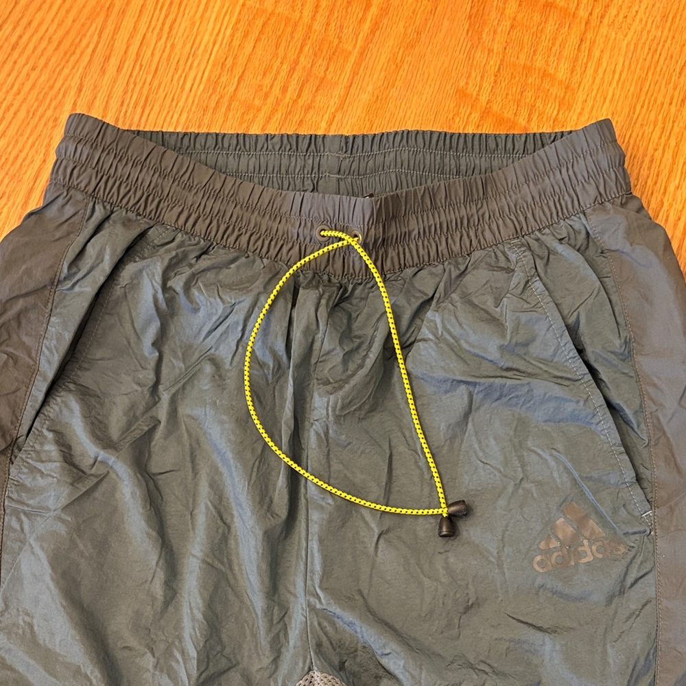 adidas Gray Track Pants with Yellow Drawcord